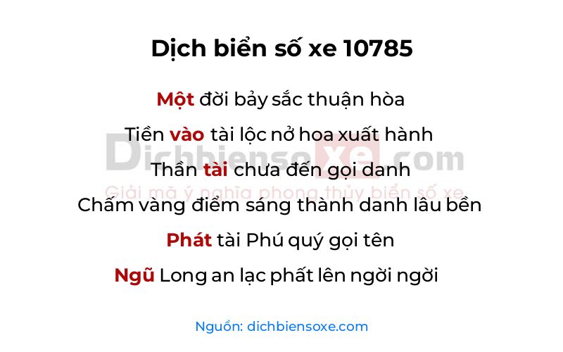 Dịch thơ biển số 10785