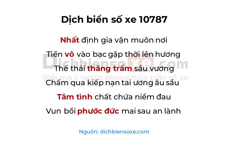 Dịch thơ biển số 10787