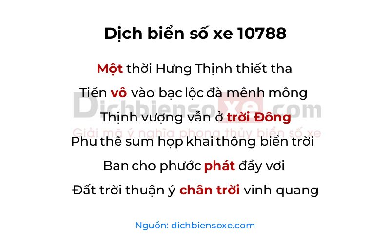 Dịch thơ biển số 10788
