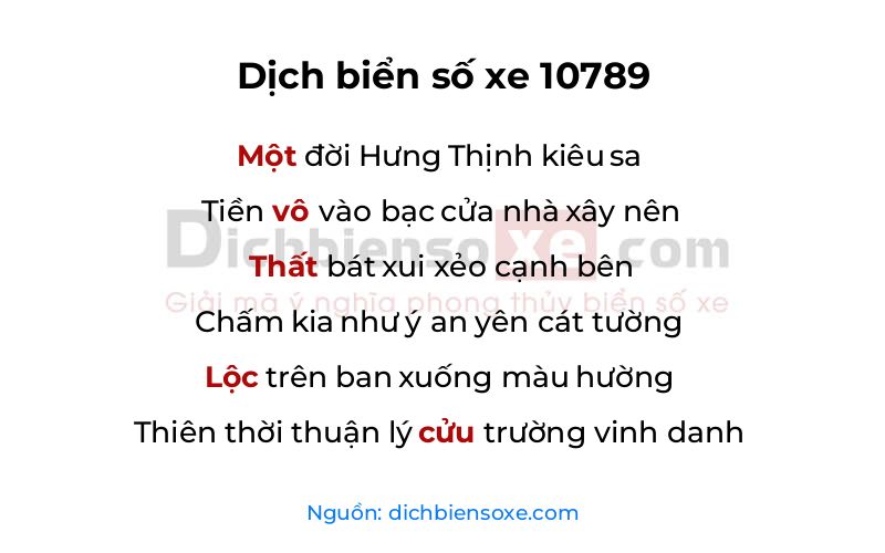 Dịch thơ biển số 10789
