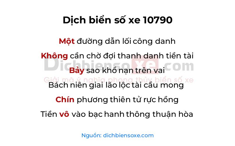 Dịch thơ biển số 10790