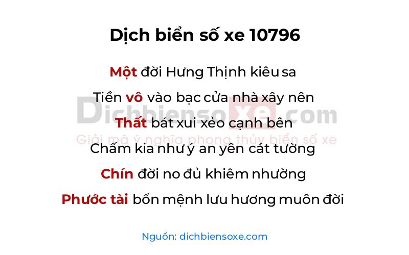 Dịch thơ biển số 10796