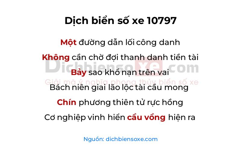 Dịch thơ biển số 10797