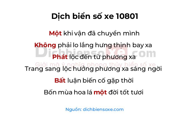 Dịch thơ biển số 10801