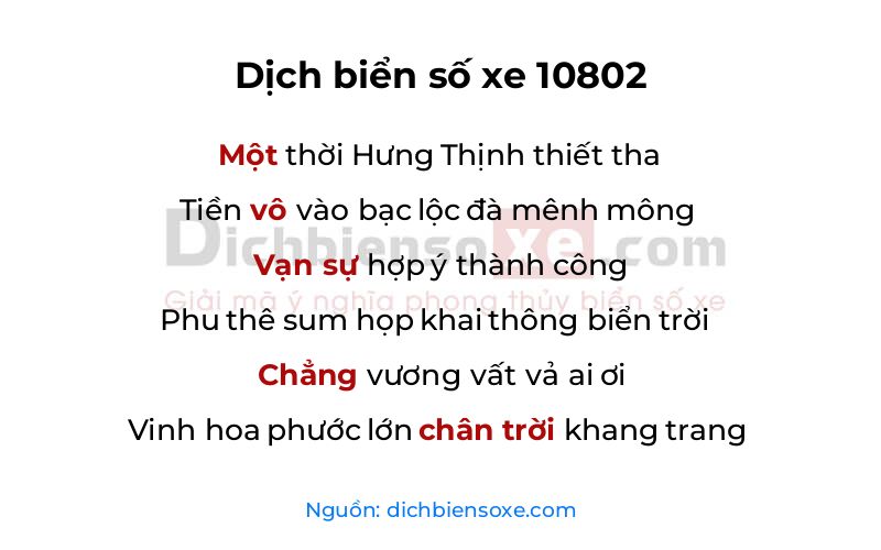 Dịch thơ biển số 10802