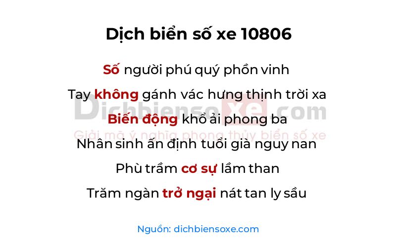 Dịch thơ biển số 10806