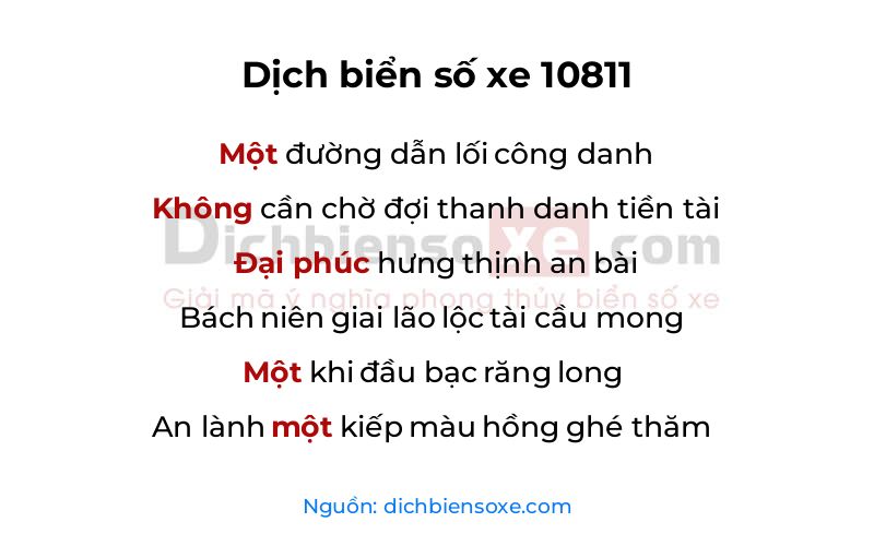 Dịch thơ biển số 10811