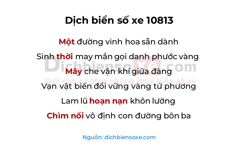 Dịch thơ biển số 10813