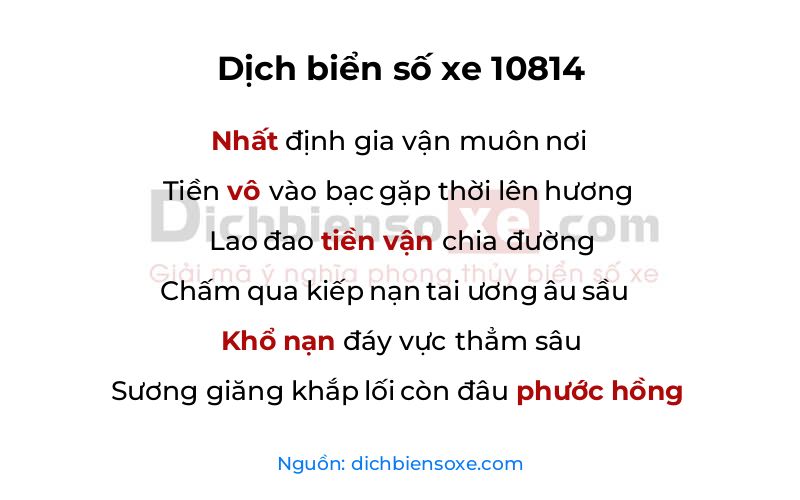 Dịch thơ biển số 10814