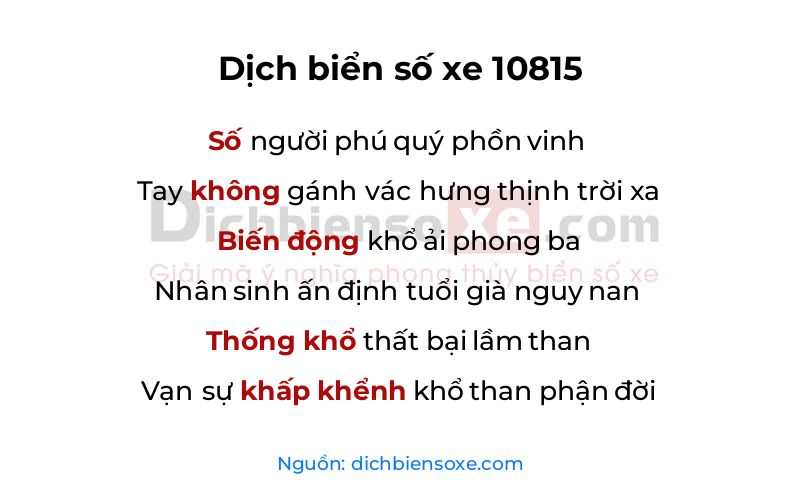 Dịch thơ biển số 10815