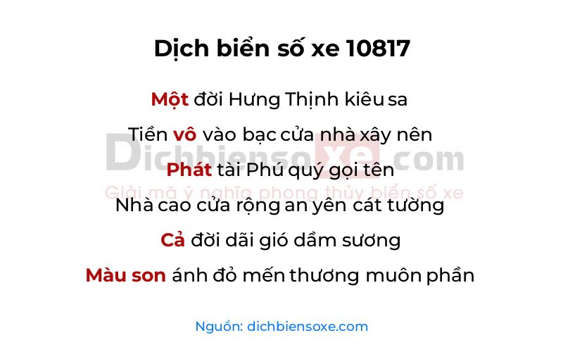 Dịch thơ biển số 10817