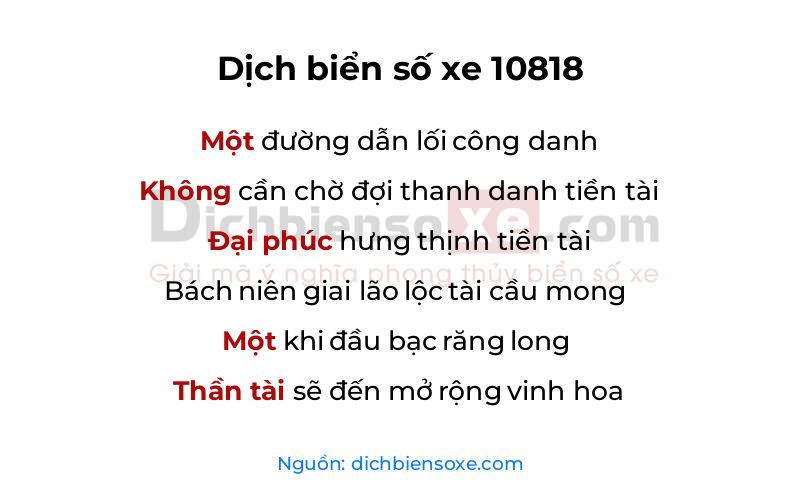 Dịch thơ biển số 10818