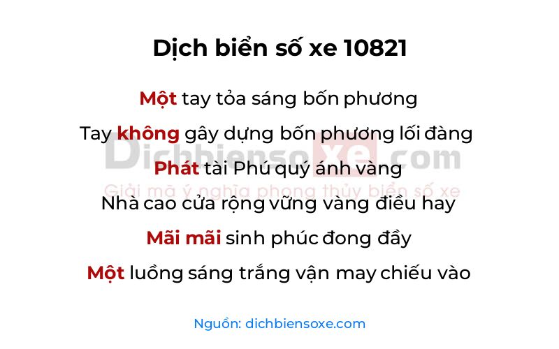 Dịch thơ biển số 10821
