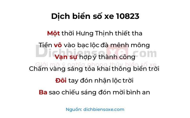 Dịch thơ biển số 10823
