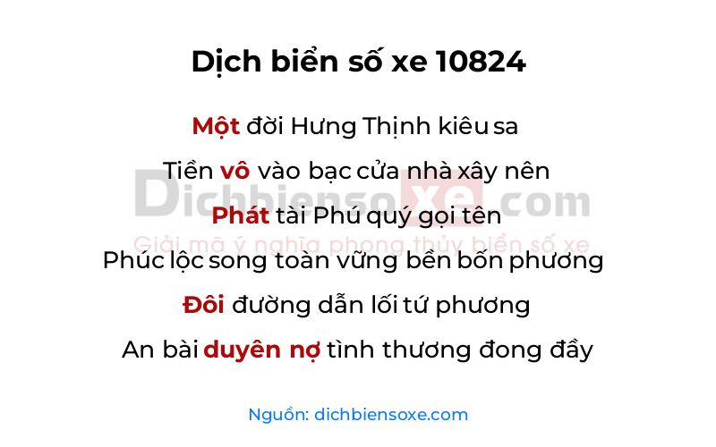 Dịch thơ biển số 10824