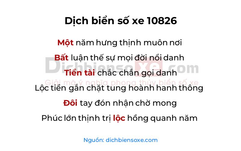 Dịch thơ biển số 10826