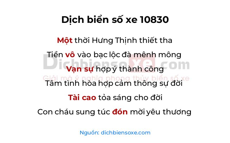 Dịch thơ biển số 10830