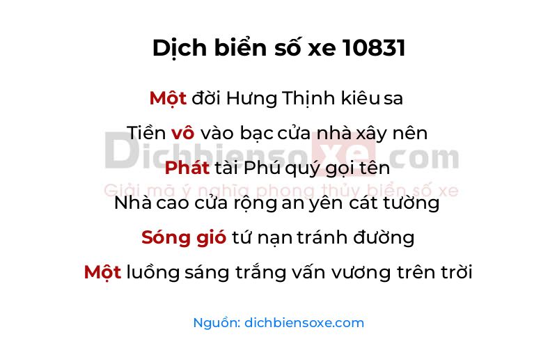 Dịch thơ biển số 10831