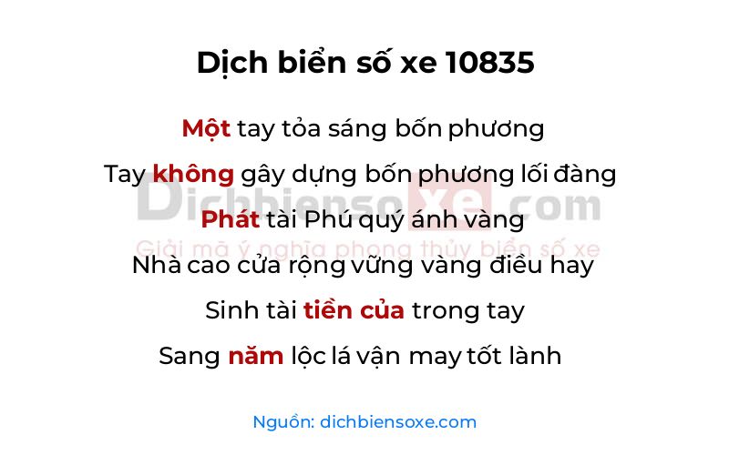 Dịch thơ biển số 10835