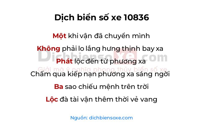Dịch thơ biển số 10836