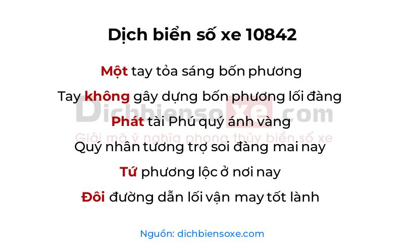 Dịch thơ biển số 10842
