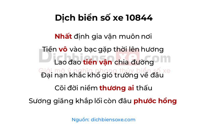 Dịch thơ biển số 10844