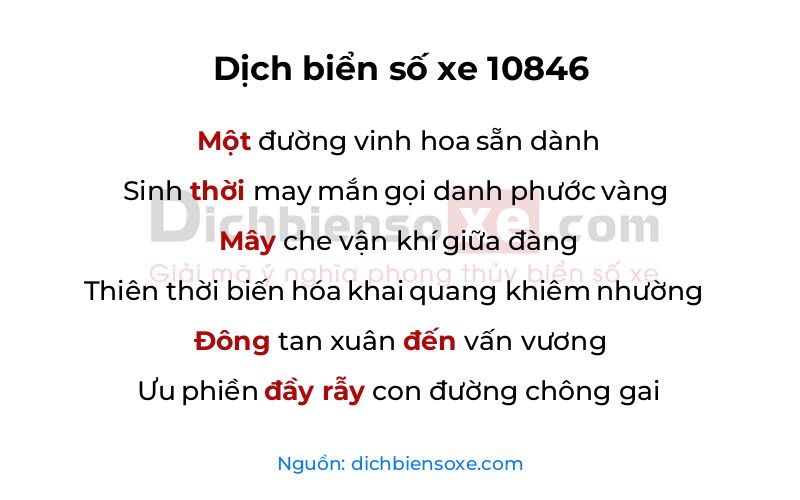 Dịch thơ biển số 10846