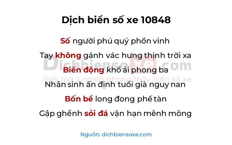 Dịch thơ biển số 10848