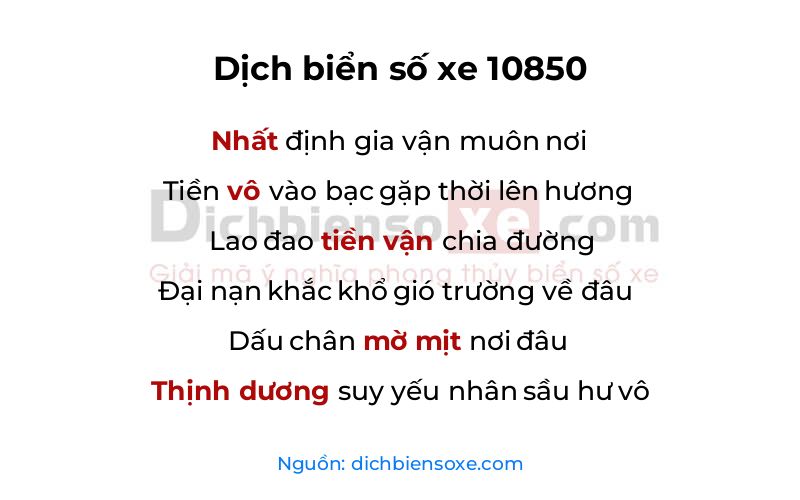 Dịch thơ biển số 10850