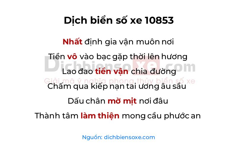 Dịch thơ biển số 10853