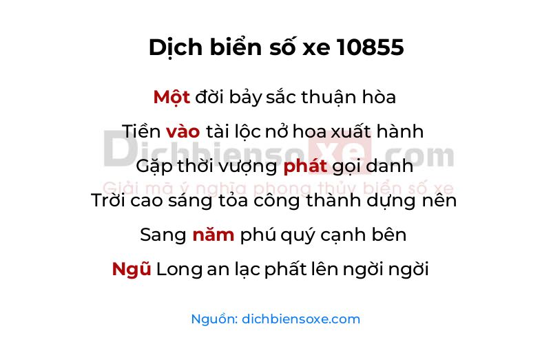 Dịch thơ biển số 10855