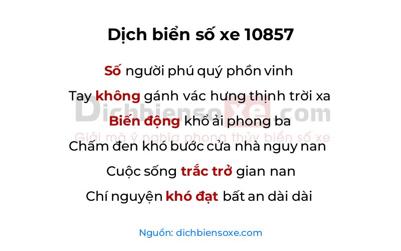 Dịch thơ biển số 10857
