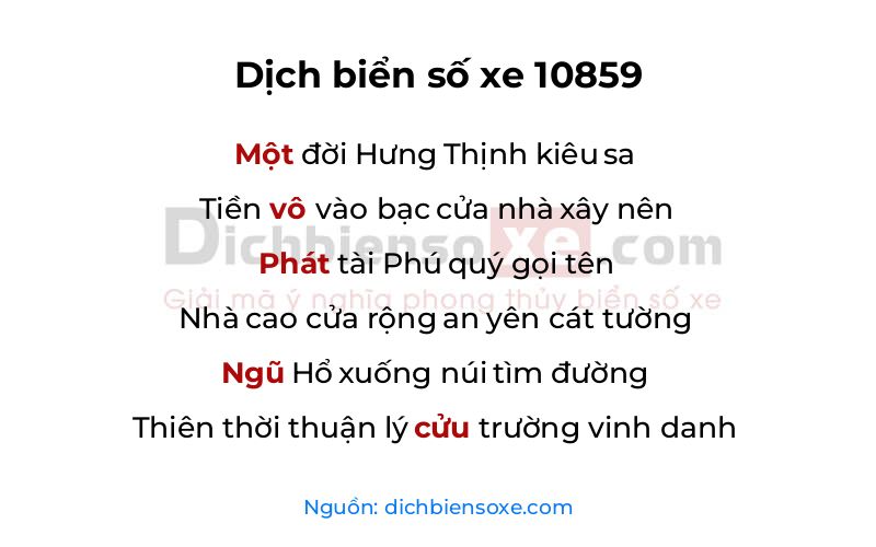 Dịch thơ biển số 10859