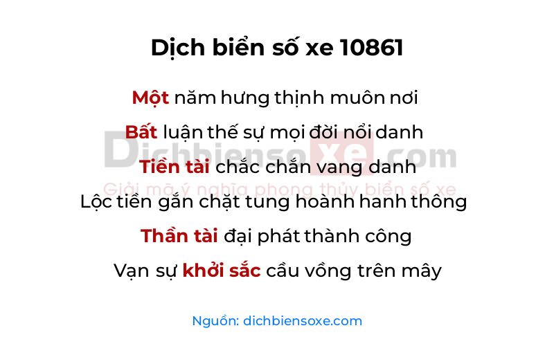 Dịch thơ biển số 10861