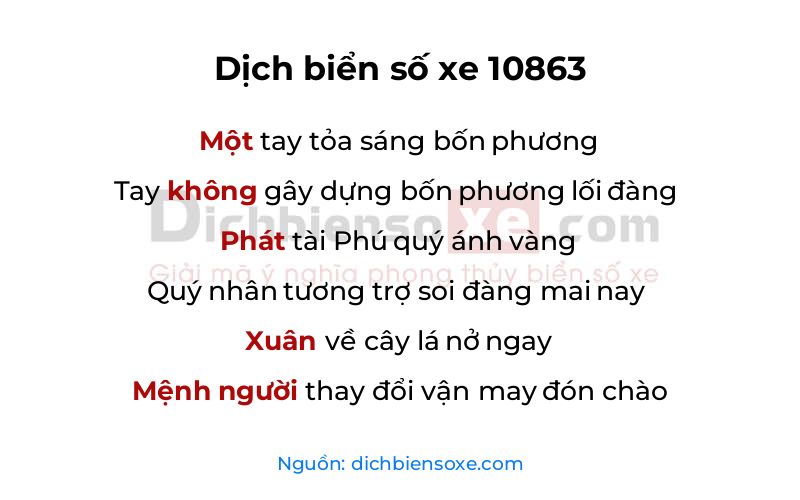 Dịch thơ biển số 10863