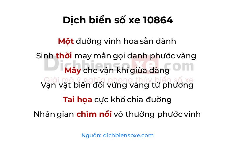 Dịch thơ biển số 10864