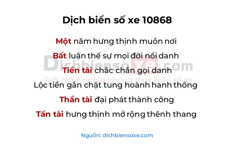 Dịch thơ biển số 10868