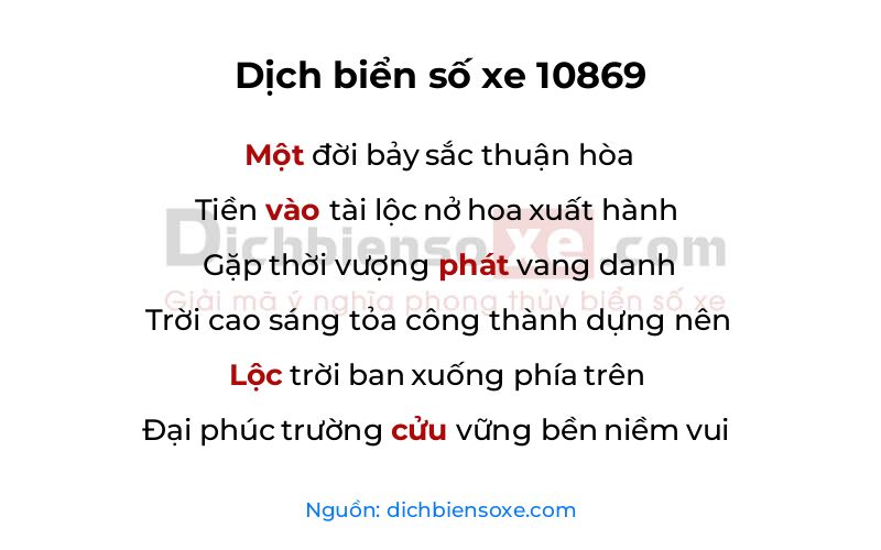 Dịch thơ biển số 10869