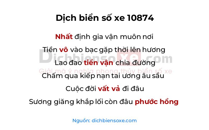 Dịch thơ biển số 10874