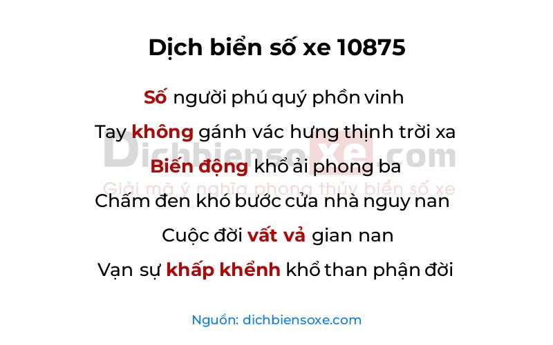 Dịch thơ biển số 10875