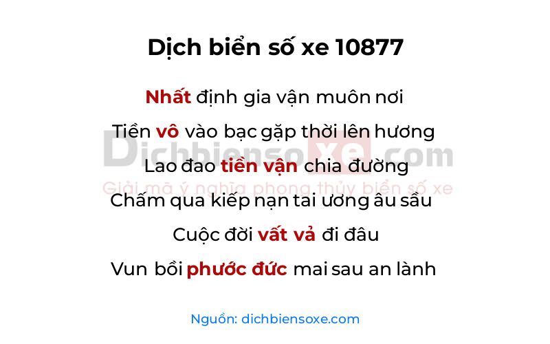 Dịch thơ biển số 10877