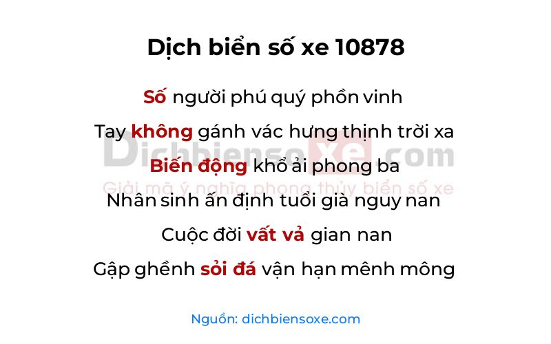 Dịch thơ biển số 10878
