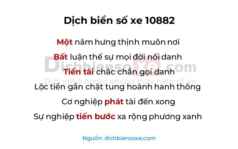 Dịch thơ biển số 10882