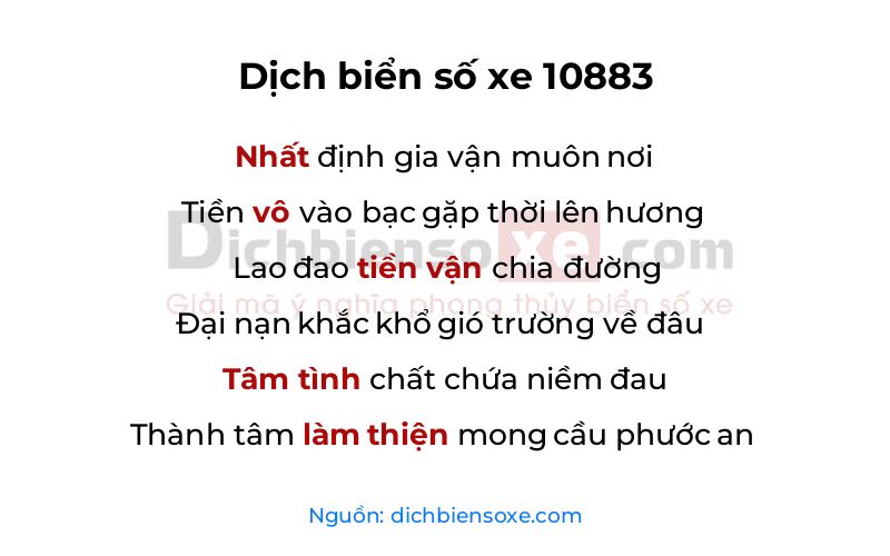 Dịch thơ biển số 10883