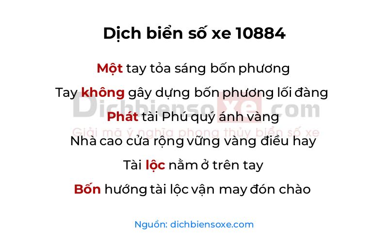 Dịch thơ biển số 10884