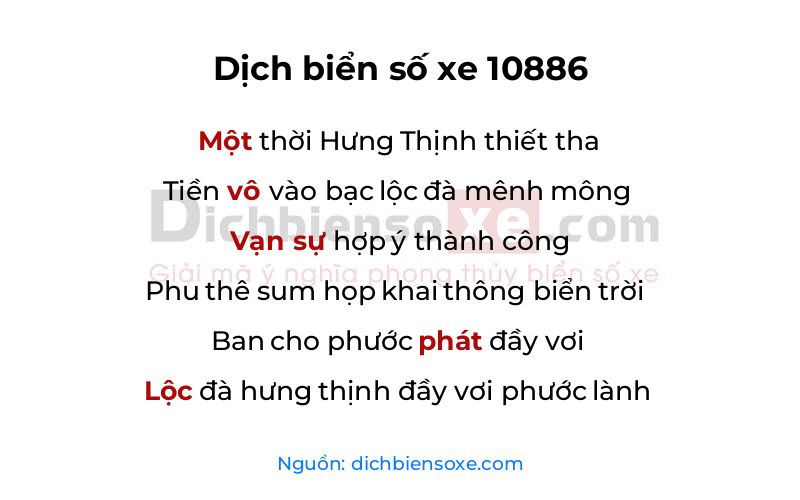 Dịch thơ biển số 10886