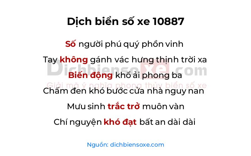 Dịch thơ biển số 10887