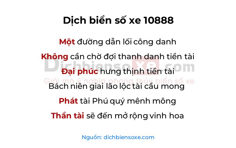 Dịch thơ biển số 10888