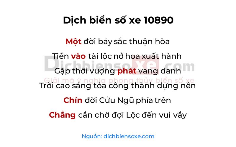 Dịch thơ biển số 10890