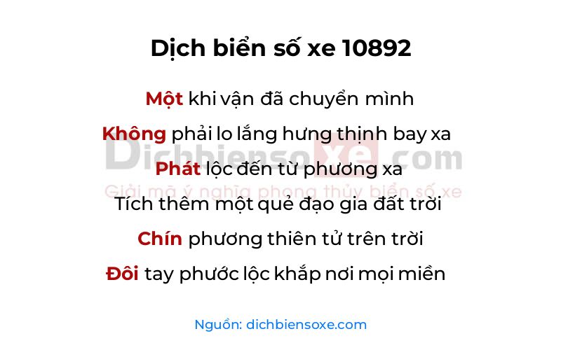 Dịch thơ biển số 10892